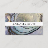 Carte De Visite Bleu Turquoise violet et or Encre d'alcool Liquide (Devant)