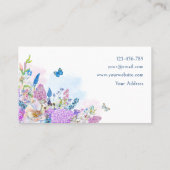 Carte De Visite Bleu violet frais Floral fleur été (Dos)