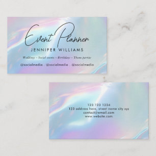 Carte De Visite Bleu Violet Iridescent Holographique Élégant