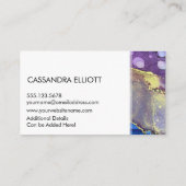 Carte De Visite Bleu violet or Abstrait Encre d'alcool Liquide Art (Dos)