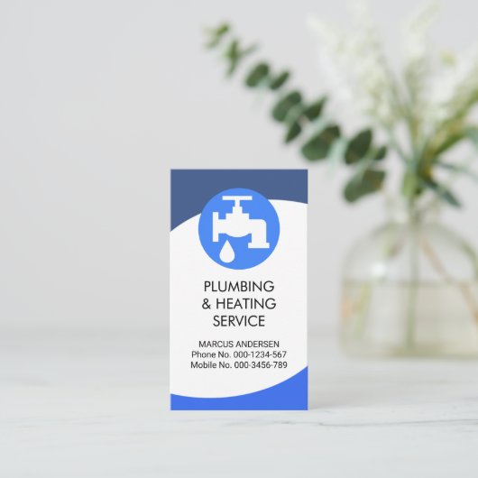 Carte De Visite Bleu Waves Courbure Plumage (Debout devant)