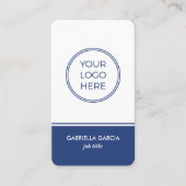 Carte de visite bleue avec logo code QR moderne (Devant)