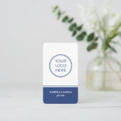 Carte de visite bleue avec logo code QR moderne (Debout devant)