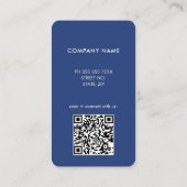 Carte de visite bleue avec logo code QR moderne (Dos)