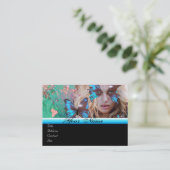 Carte De Visite BLEUE BEAUTY MAKEUP ARTISTE monogramme vert (Debout devant)