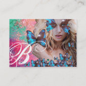 Carte De Visite BLEUE BEAUTY MAKEUP ARTISTE monogramme vert (Dos)