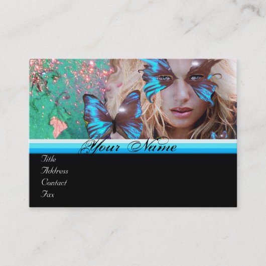 Carte De Visite BLEUE BEAUTY MAKEUP ARTISTE monogramme vert (Devant)