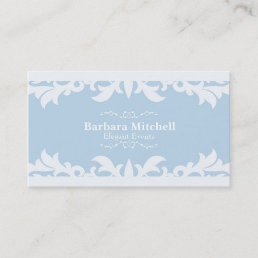 Carte de visite bleue chic pour mariage élégant (Devant)