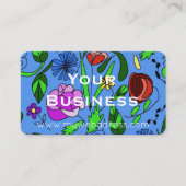 Carte de visite bleue florale colorée (Devant)