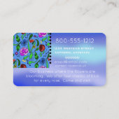Carte de visite bleue florale colorée (Dos)