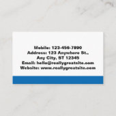 Carte De Visite BLEUE LINE Église jeunesse Pasteur Ministère (Dos)