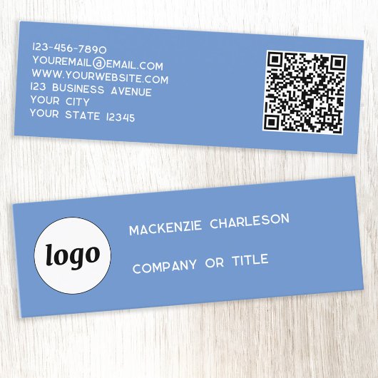 Carte de visite bleue mini avec logo simple et cod