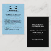 Carte De Visite BLEUE Suede Eyelash Browbar Instructions de suivi (Devant / Derrière)