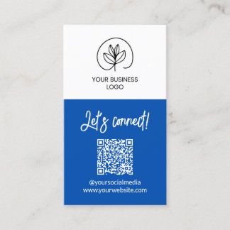 Carte de visite bleue unilatérale Code QR Let's Co