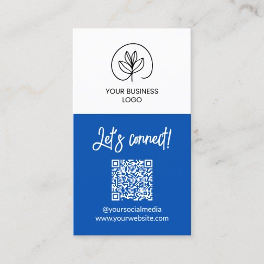 Carte de visite bleue unilatérale Code QR Let's Co (Devant)