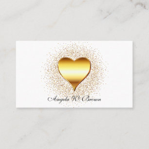 Carte De Visite Bling Cœur Doré Paillettes Points
