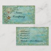 Carte De Visite Bling floral dans le bleu de Turquise (Devant / Derrière)