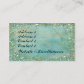 Carte De Visite Bling floral dans le bleu de Turquise (Dos)