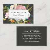 Carte De Visite Bliss botaniques | Élégant floral peint | Noir (Devant / Derrière)