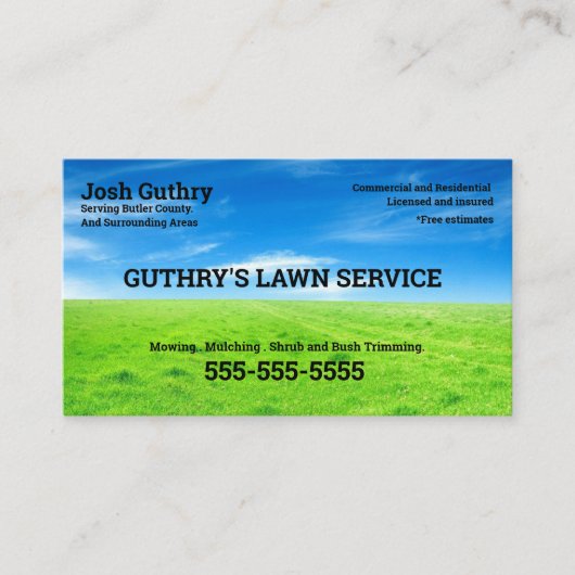 Carte De Visite Bliss Lawncare Business Card (Devant)