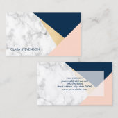 Carte De Visite bloc bleu de couleur de pêche de marbre blanche (Devant / Derrière)