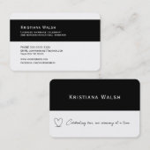 Carte De Visite Bloc célébrant le mariage noir et blanc (Devant / Derrière)