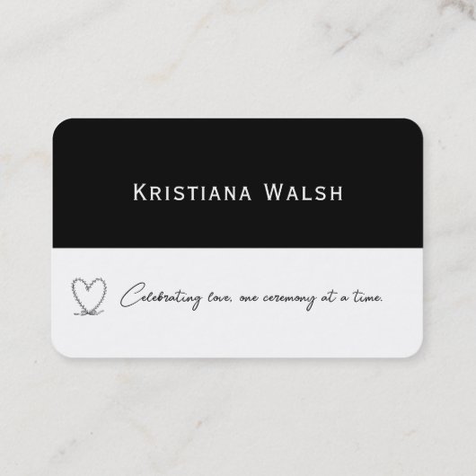 Carte De Visite Bloc célébrant le mariage noir et blanc (Dos)