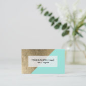 Carte De Visite Bloc chic moderne de couleur de faux de turquoise (Debout devant)