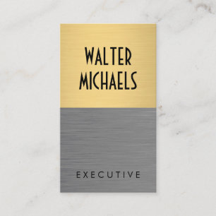 Carte De Visite Bloc de couleur brossé minimaliste Faux métal or
