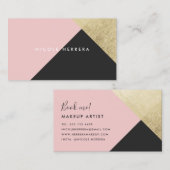 Carte De Visite Bloc de couleur doré noir chic rose moderne (Devant / Derrière)