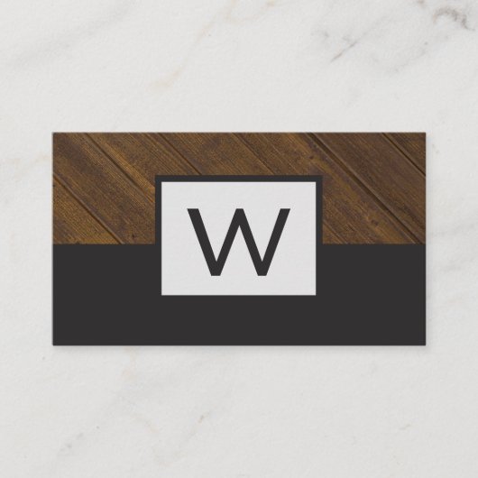 Carte De Visite Bloc de couleur du bois monogramme (Devant)