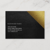 Carte De Visite Bloc de couleur géométrique Chic Faux Gold et Cuir (Dos)
