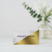 Carte De Visite Bloc de couleur géométrique Chic Faux Gold et Grun (Debout devant)