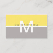 Carte De Visite Bloc de couleur jaune monogramme (Devant)