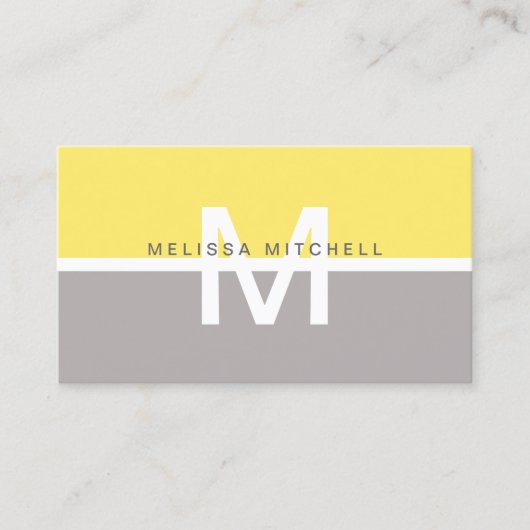 Carte De Visite Bloc de couleur jaune monogramme (Devant)