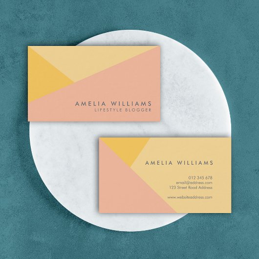 Carte De Visite Bloc de couleur moderne Pastel Orange et Pêche