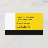 Carte De Visite Bloc de couleur moderne simple jaune blanc et noir (Dos)