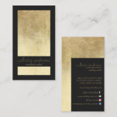Carte De Visite Bloc de couleur noire moderne Elegant Gold Foil (Devant / Derrière)