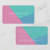 Carte De Visite Bloc de couleur rétrograde - gras rose, bleu, vert (Devant / Derrière)