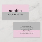 Carte De Visite Bloc de couleurs moderne| Rose et gris bleus (Devant / Derrière)