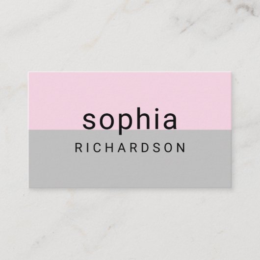 Carte De Visite Bloc de couleurs moderne| Rose et gris bleus (Devant)