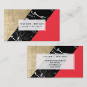 Carte De Visite Bloc de marbre noir rouge customisé de couleur de (Devant / Derrière)