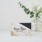 Carte De Visite Bloc géométrique de feuille d'or rose d'abrégé sur (Debout devant)