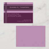 Carte De Visite Bloc professionnel pourpre rose de rayures (Devant / Derrière)