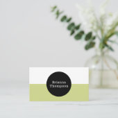 Carte De Visite Blocage couleur deux tons rétro Vert chaux (Debout devant)