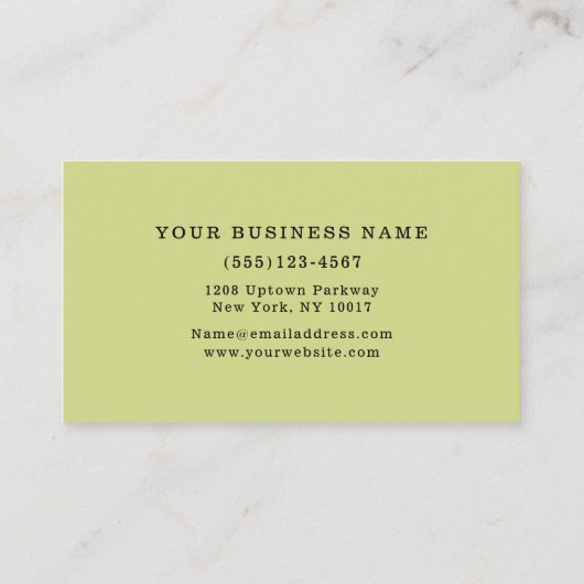 Carte De Visite Blocage couleur deux tons rétro Vert chaux (Dos)