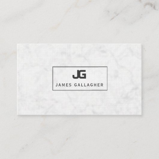 Carte De Visite BLOCAGE Monogramme Cadre noir ouvert sur Marbre bl (Devant)