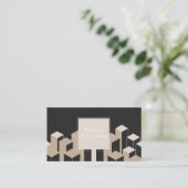 Carte De Visite Blocs 3D d'architecture moderne noir et beige (Debout devant)