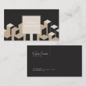 Carte De Visite Blocs 3D d'architecture moderne noir et beige (Devant / Derrière)