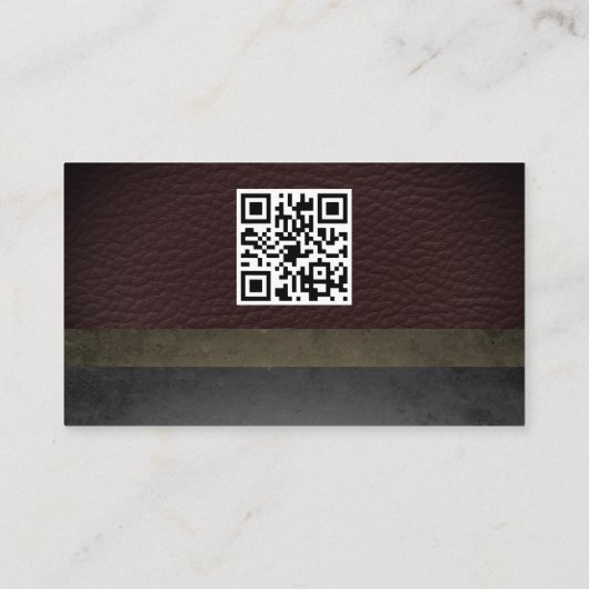 Carte De Visite Blocs couleur ardoise en cuir | Code QR (Dos)
